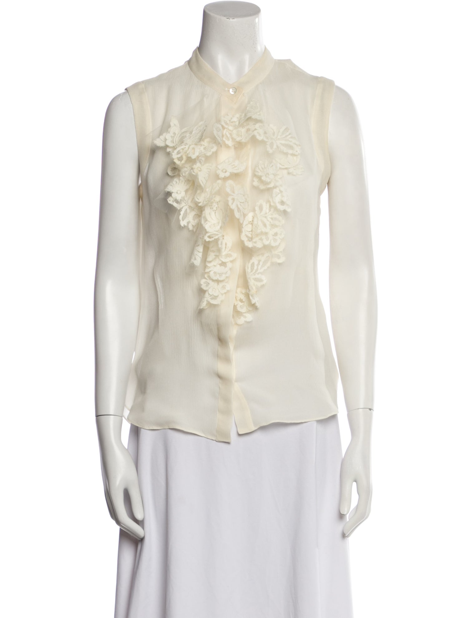 Oscar de la Renta Silk V-Neck Blouse