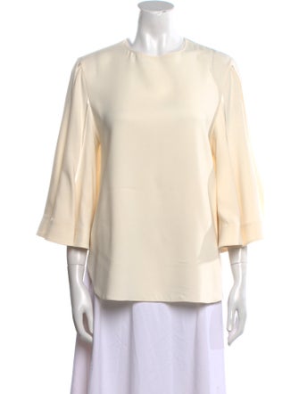 Oscar de la Renta Silk Crew Neck Blouse