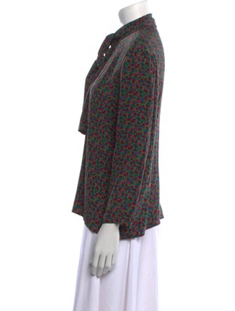 Oscar de la Renta Printed Mock Neck Blouse