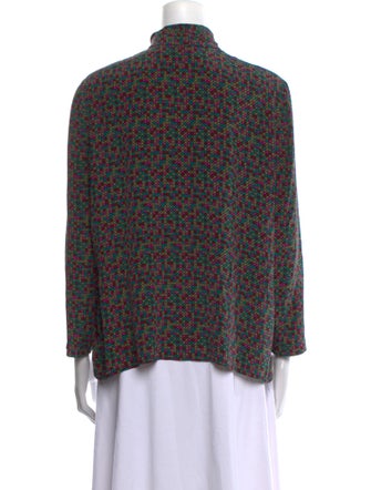 Oscar de la Renta Printed Mock Neck Blouse