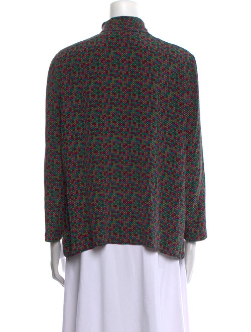 Oscar de la Renta Printed Mock Neck Blouse