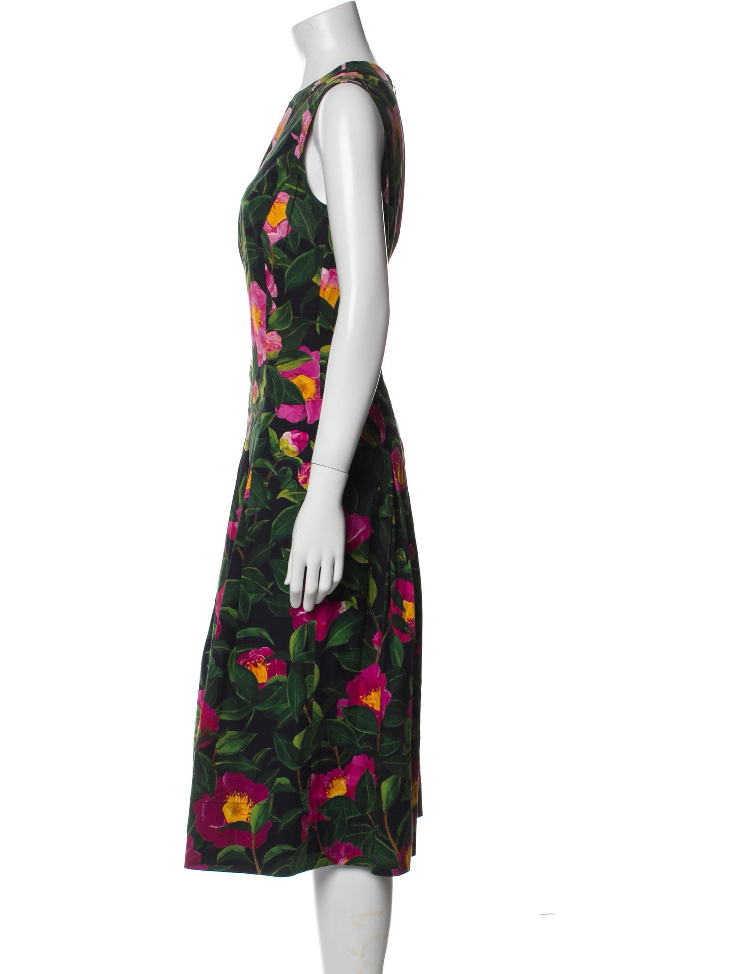 Oscar de la Renta Floral Print Midi Length Dress