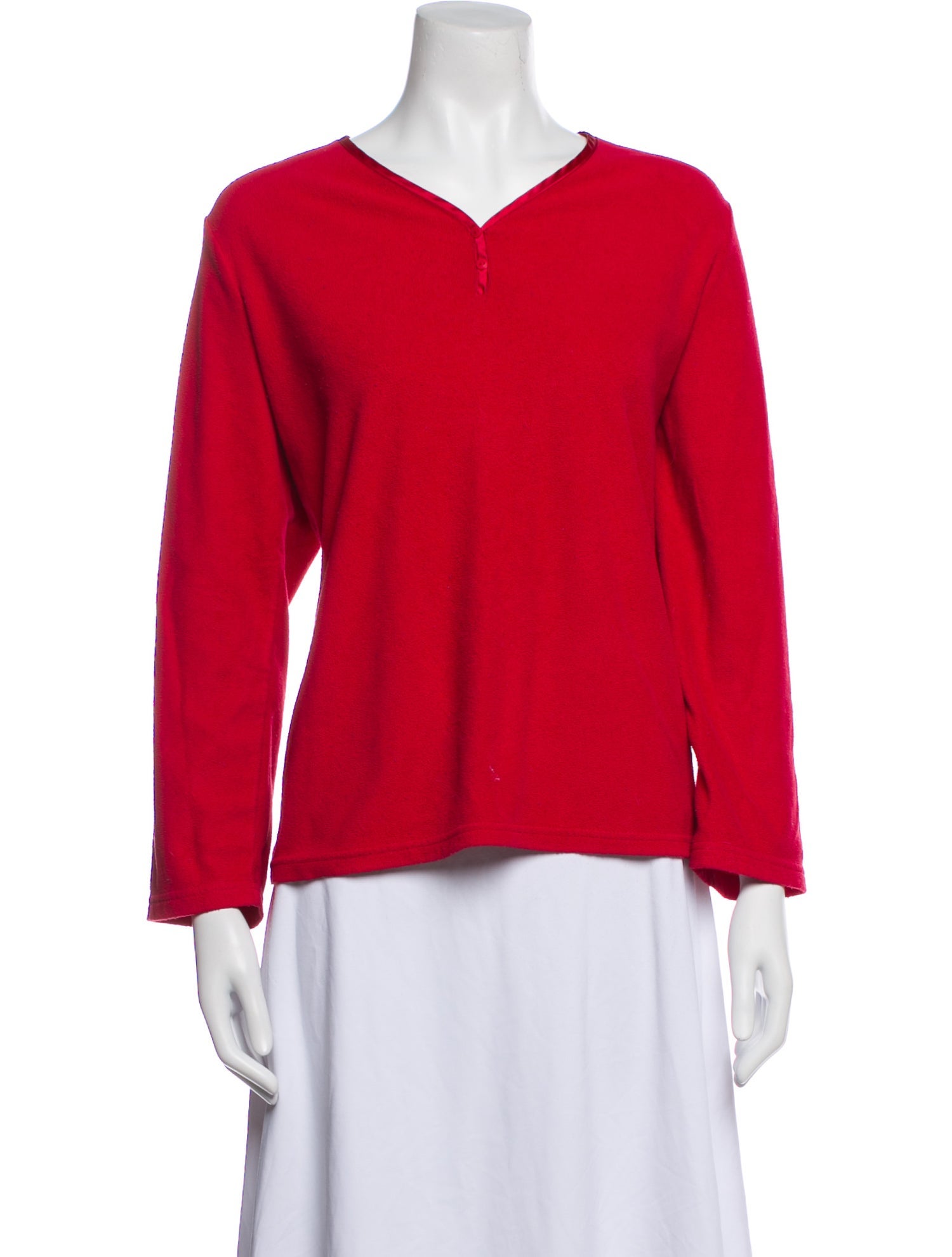 Oscar de la Renta V-Neck Long Sleeve Blouse