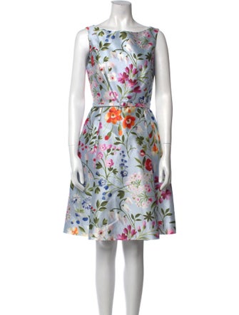 Oscar de la Renta Floral Print Knee-Length Dress