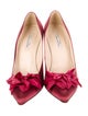 Oscar de la Renta Satin Ruffle Embellishment Pumps