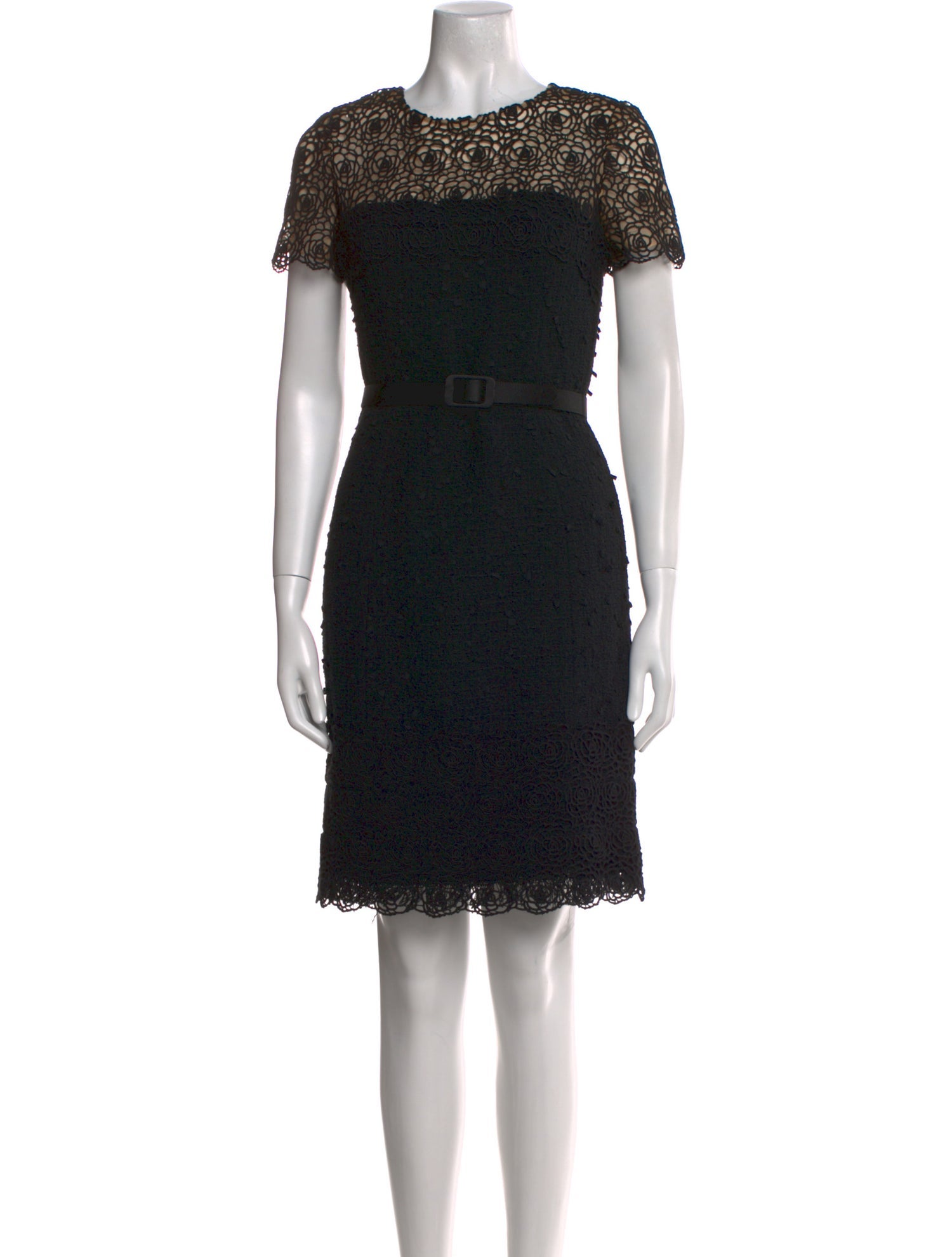 Oscar de la Renta Lace Pattern Knee-Length Dress