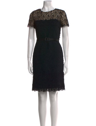 Oscar de la Renta Lace Pattern Knee-Length Dress