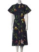 Oscar de la Renta Floral Print Midi Length Dress