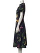 Oscar de la Renta Floral Print Midi Length Dress