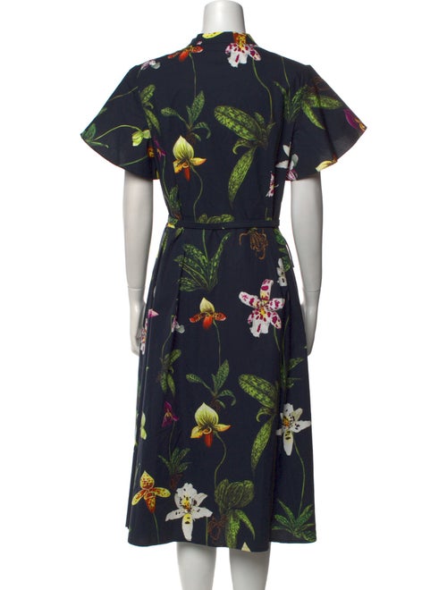 Oscar de la Renta Floral Print Midi Length Dress
