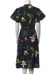 Oscar de la Renta Floral Print Midi Length Dress