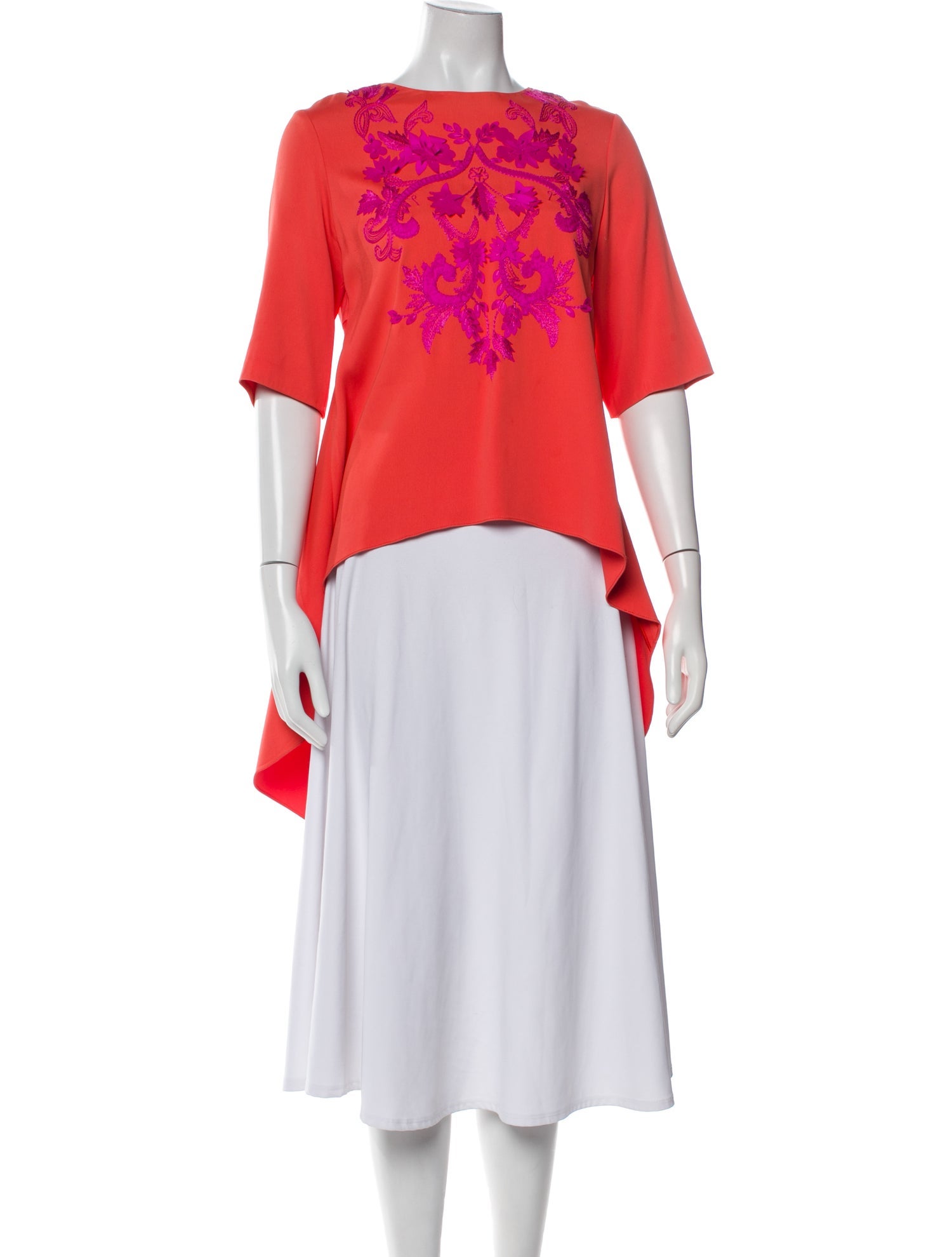 Oscar de la Renta Printed Scoop Neck Blouse