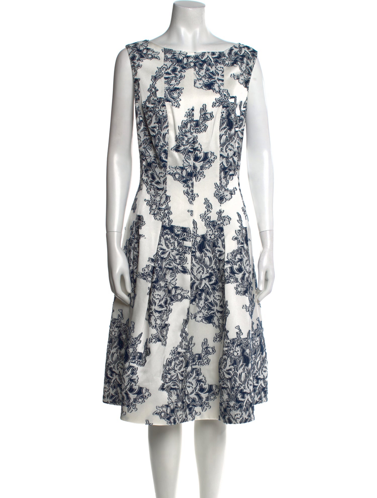 Oscar de la Renta Floral Print Midi Length Dress