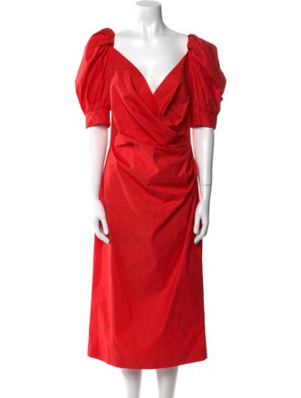 Oscar de la Renta Cowl Neck Midi Length Dress