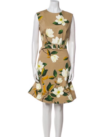Oscar de la Renta Floral Print Knee-Length Dress