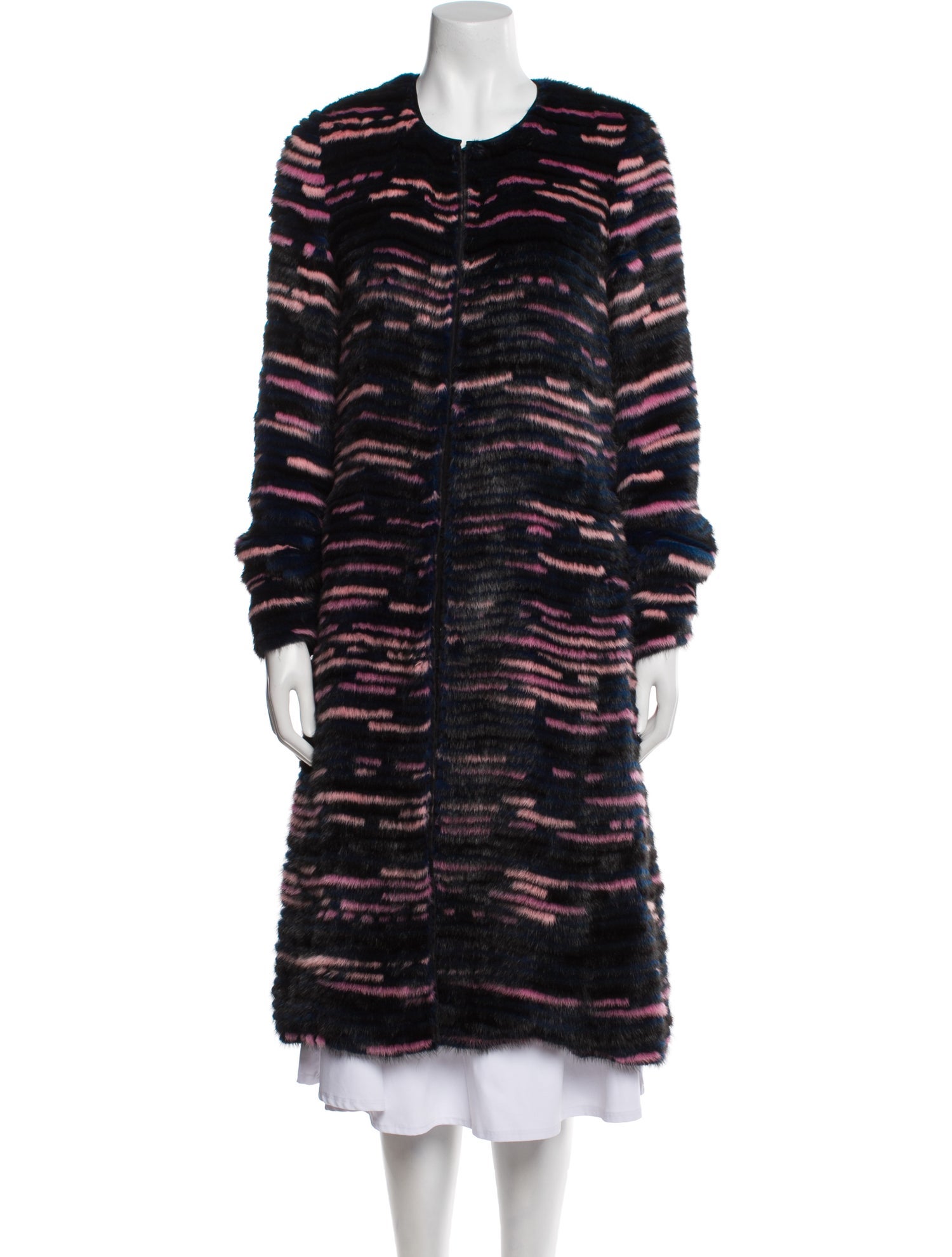 Oscar de la Renta Mink Striped Fur Coat