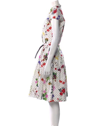 Oscar de la Renta Floral Print Knee-Length Dress