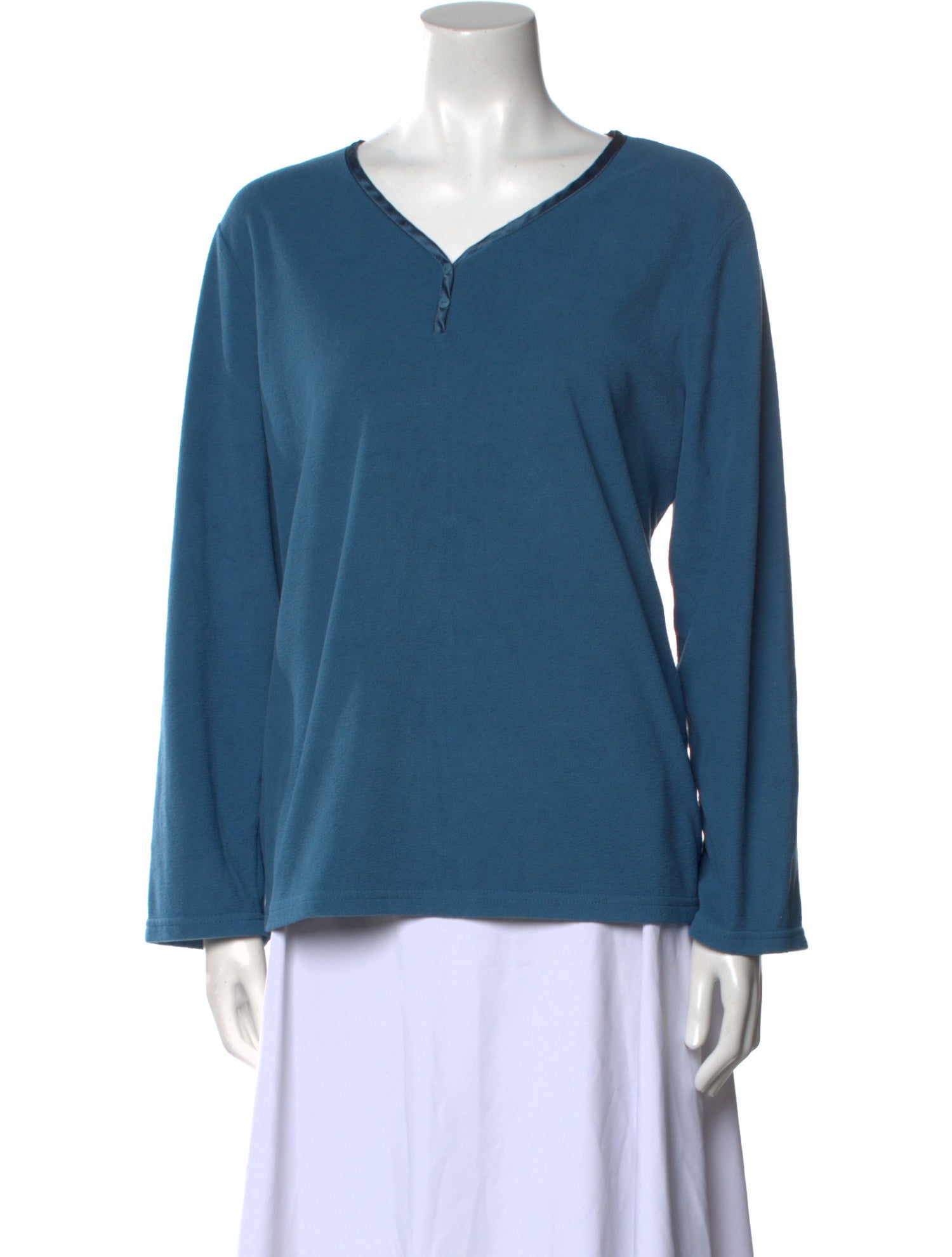 Oscar de la Renta V-Neck Long Sleeve Top