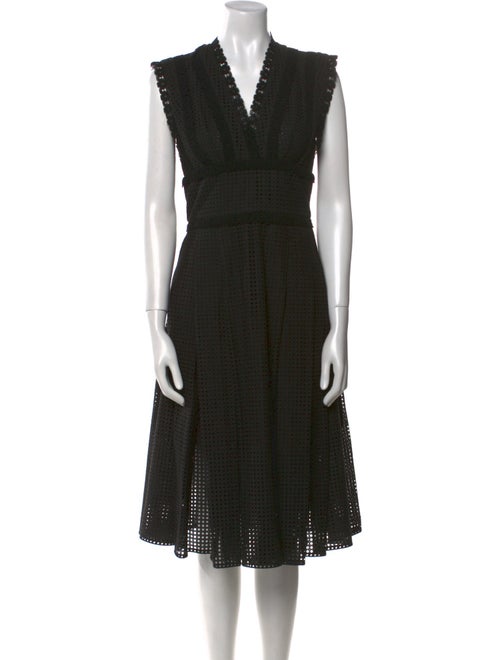 Oscar de la Renta V-Neck Midi Length Dress
