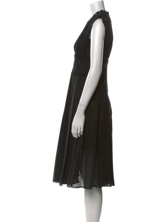 Oscar de la Renta V-Neck Midi Length Dress