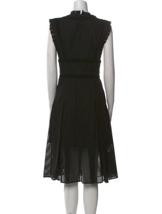 Oscar de la Renta V-Neck Midi Length Dress