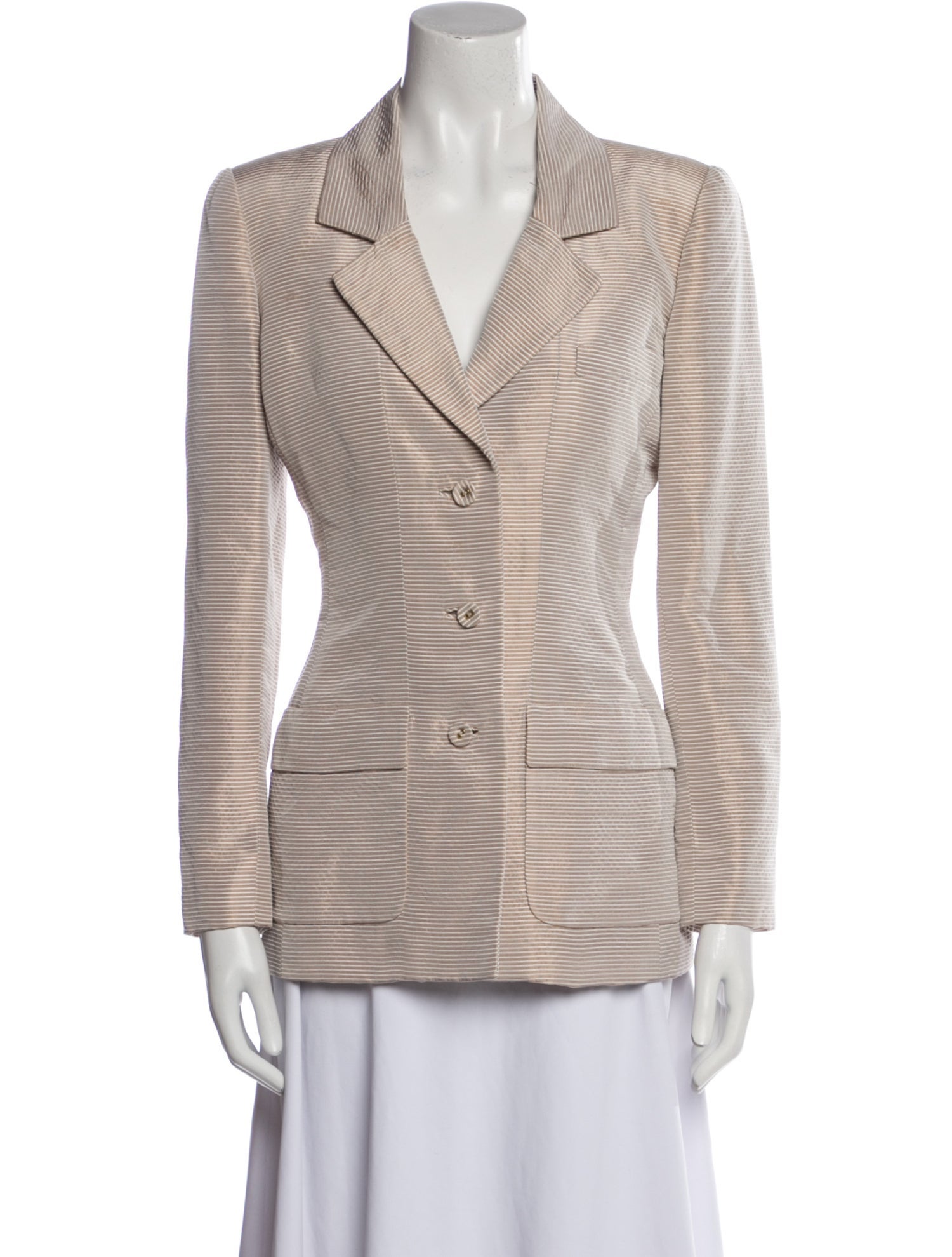 Oscar de la Renta Linen Striped Blazer