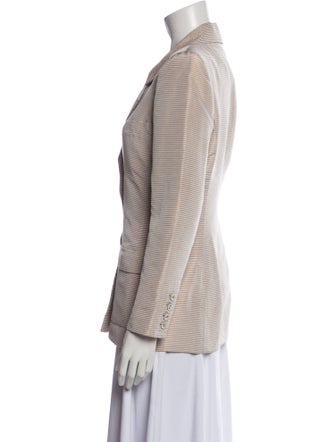 Oscar de la Renta Linen Striped Blazer