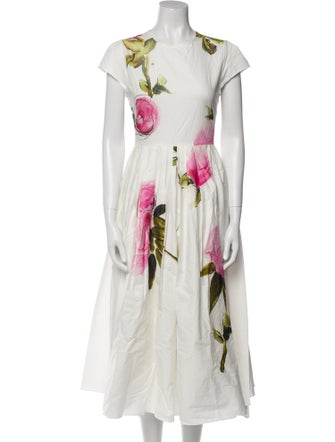 Oscar de la Renta Floral Print Long Dress