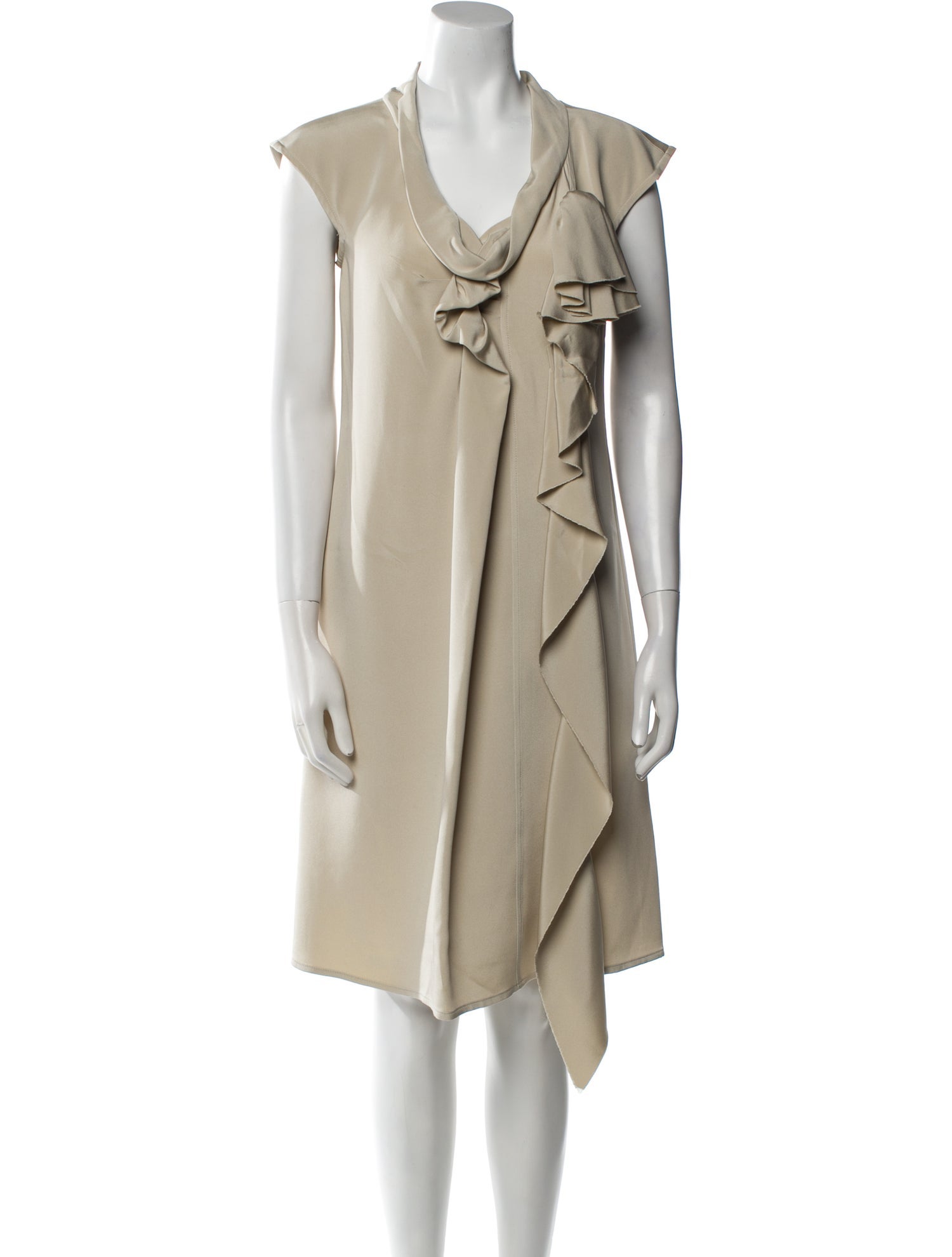 Oscar de la Renta Cowl Neck Knee-Length Dress