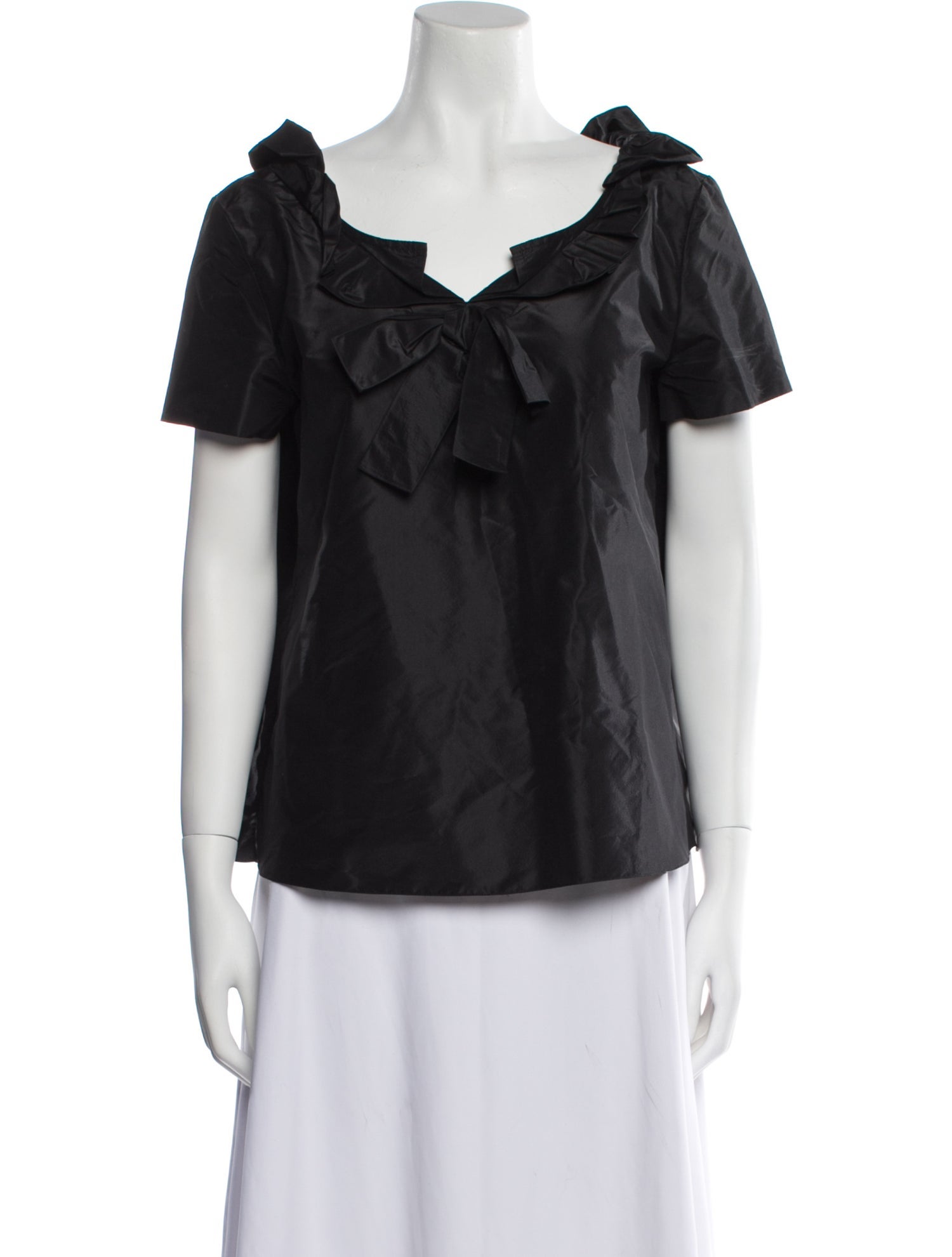 Oscar de la Renta Silk V-Neck Blouse