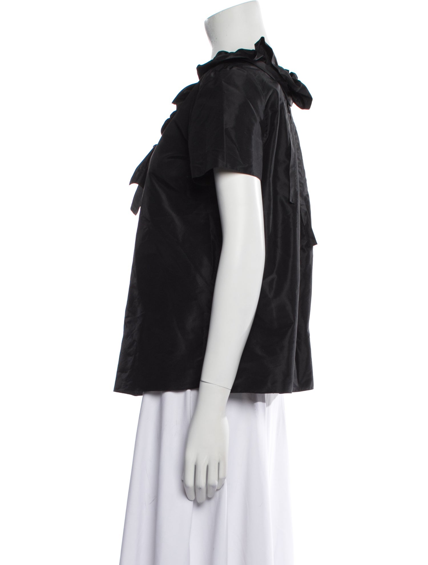 Oscar de la Renta Silk V-Neck Blouse