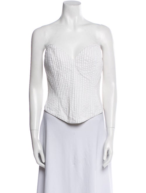 Oscar de la Renta Striped Strapless Crop Top