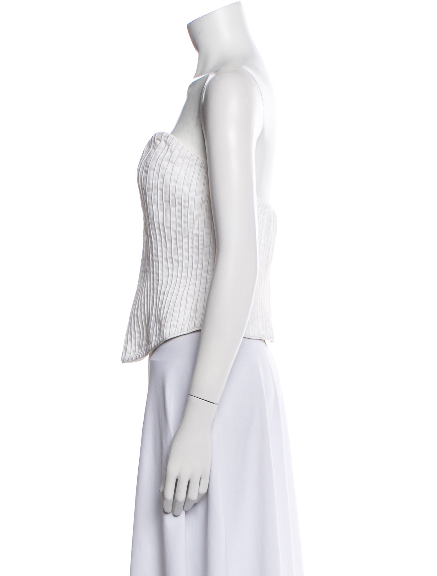 Oscar de la Renta Striped Strapless Crop Top