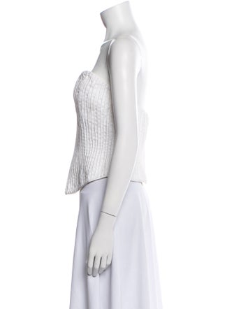 Oscar de la Renta Striped Strapless Crop Top