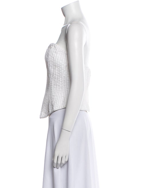 Oscar de la Renta Striped Strapless Crop Top