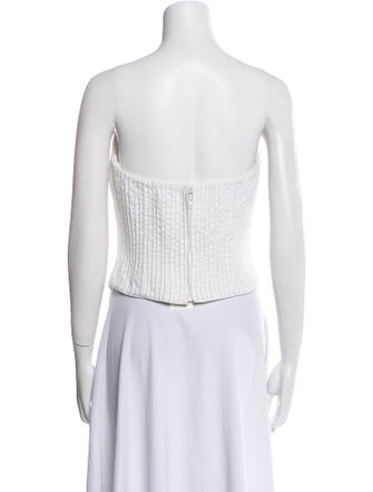 Oscar de la Renta Striped Strapless Crop Top