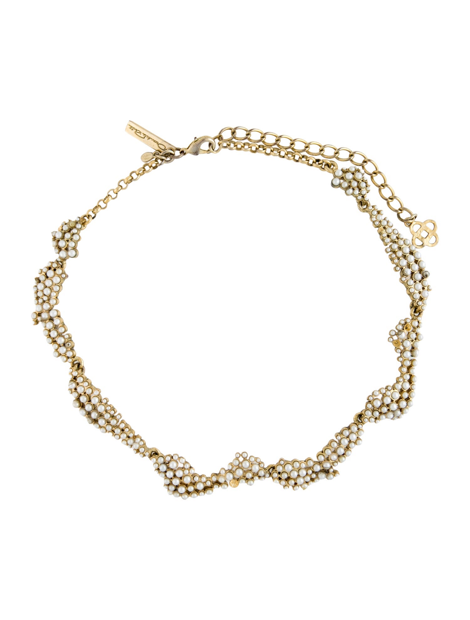 Oscar de la Renta Faux Pearl Torn Paper Collar Necklace