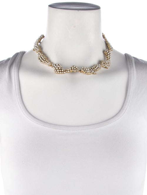 Oscar de la Renta Faux Pearl Torn Paper Collar Necklace