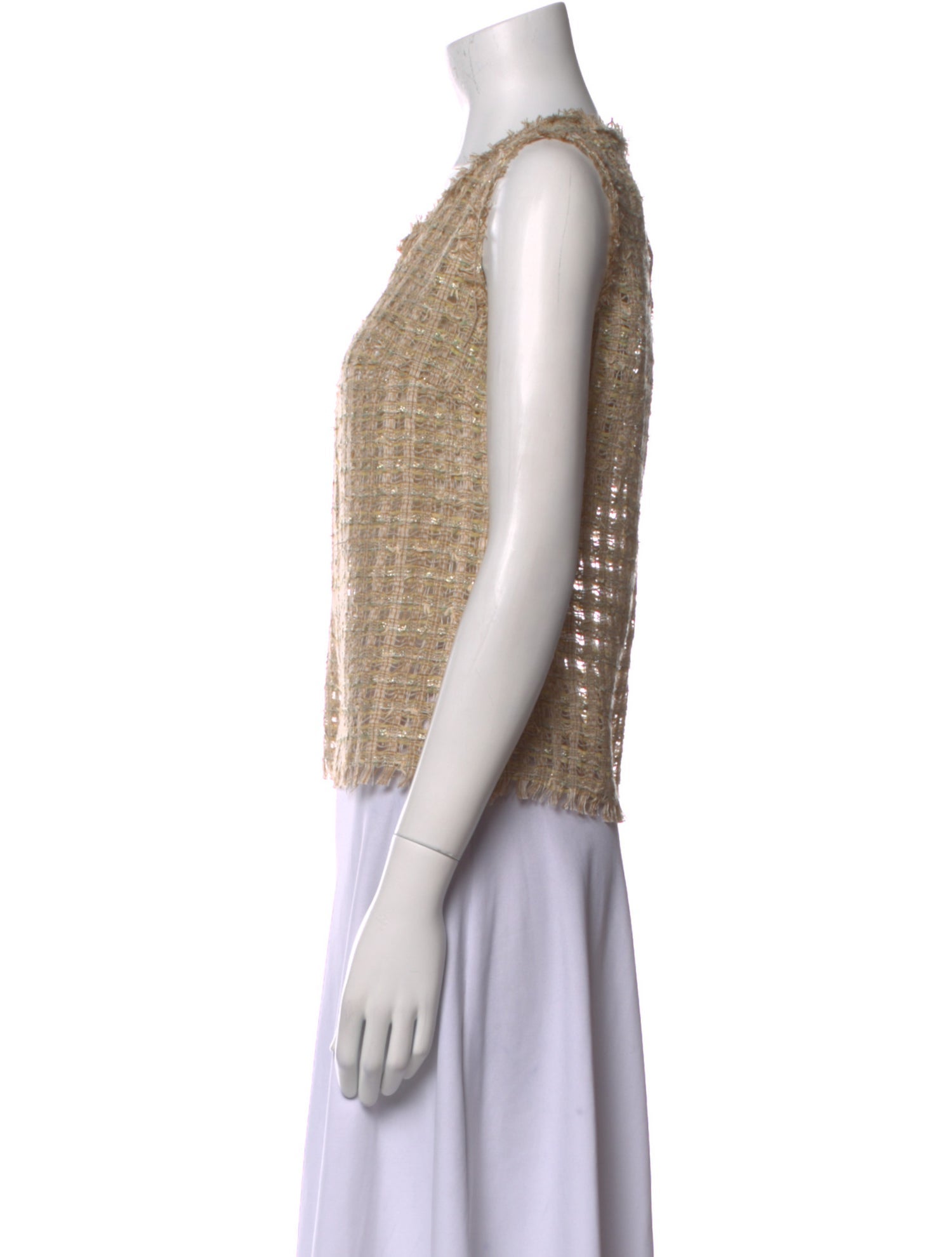 Oscar de la Renta Linen Crew Neck Crop Top