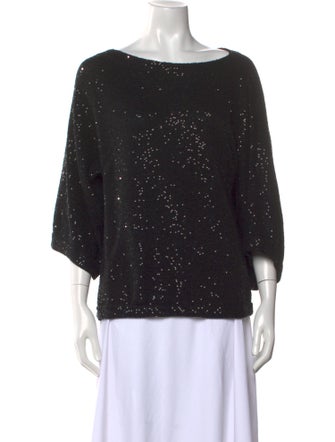 Oscar de la Renta Bateau Neckline Three-Quarter Sleeve Blouse