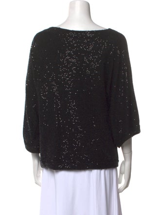 Oscar de la Renta Bateau Neckline Three-Quarter Sleeve Blouse