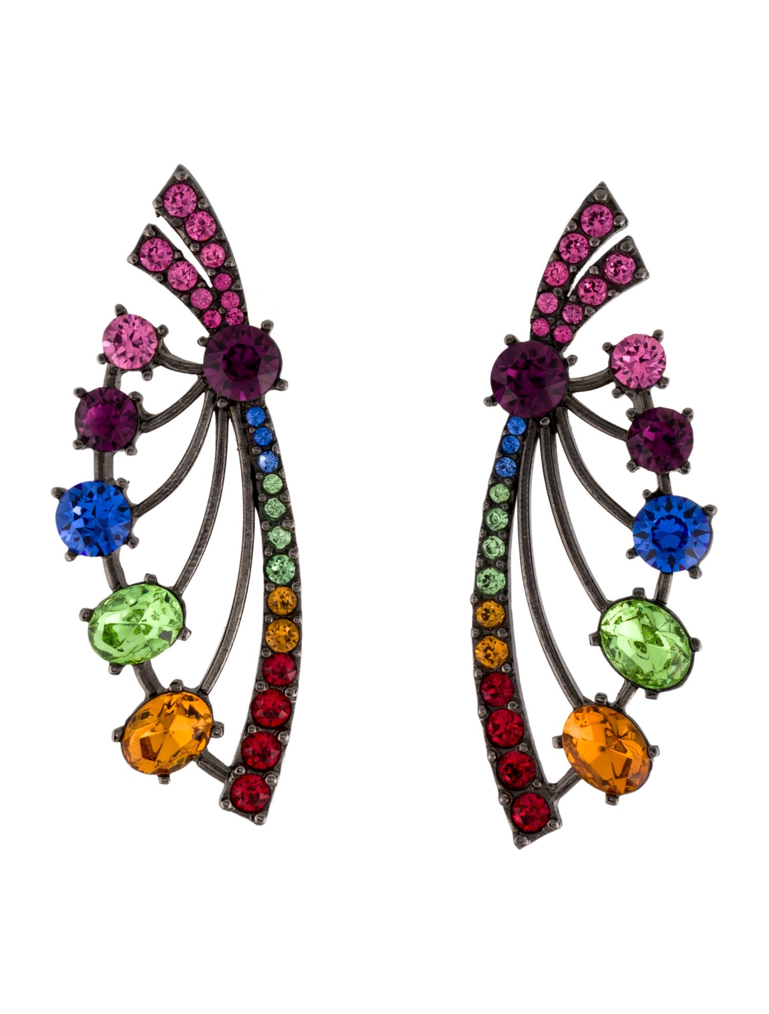 Oscar de la Renta Crystal Fan Drop Earrings
