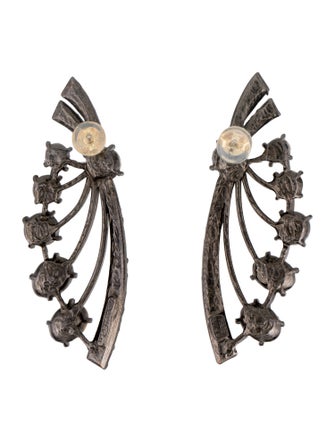 Oscar de la Renta Crystal Fan Drop Earrings