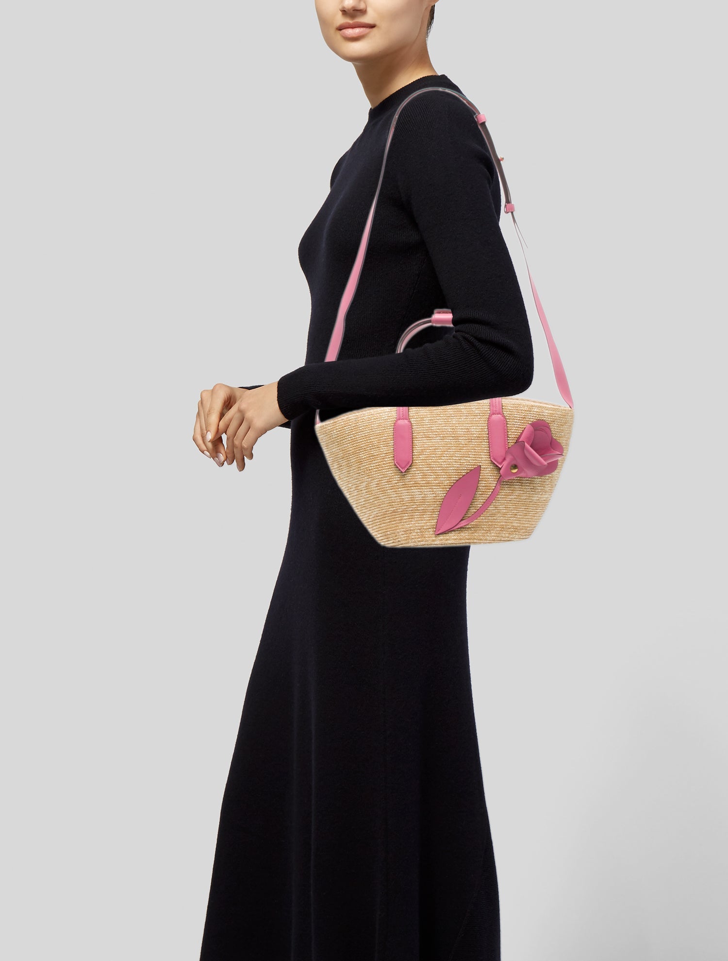 Oscar de la Renta Raffia Shoulder Bag