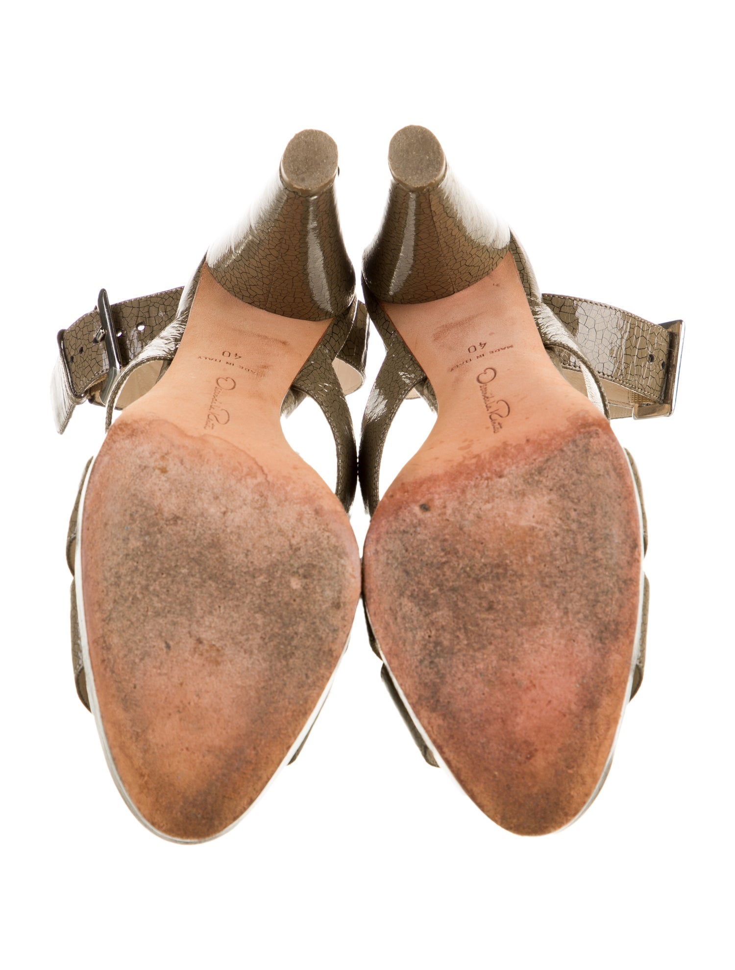 Oscar de la Renta Patent Leather Sandals