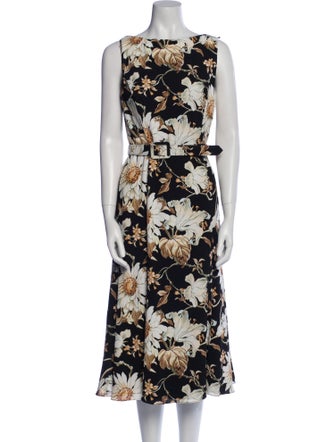 Oscar de la Renta Silk Midi Length Dress