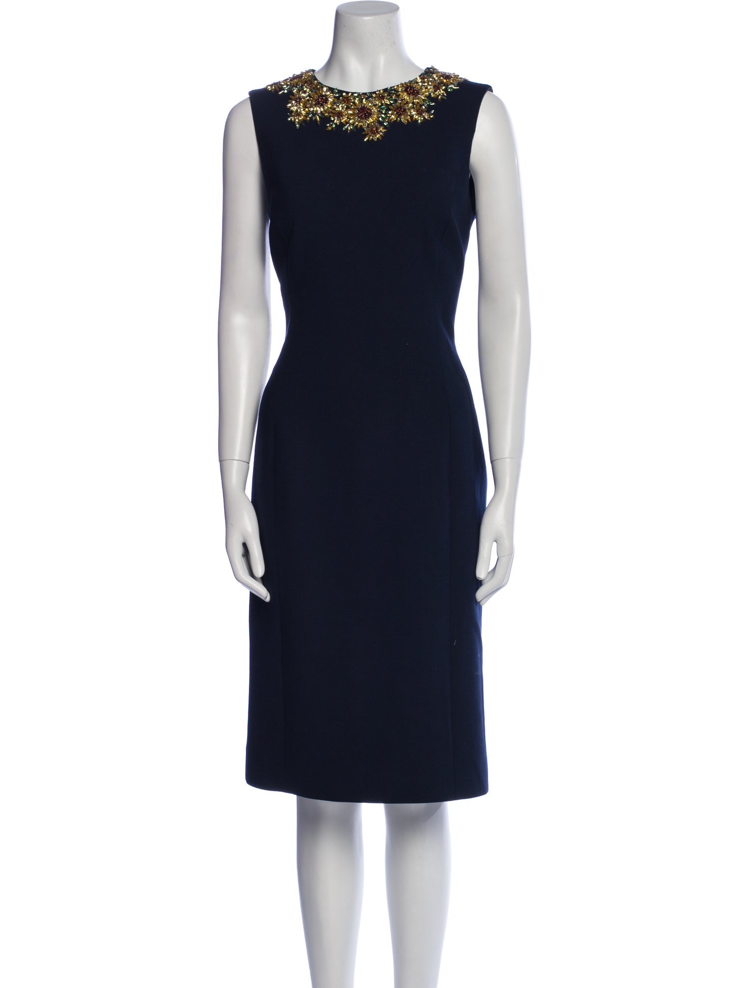 Oscar de la Renta Virgin Wool Midi Length Dress