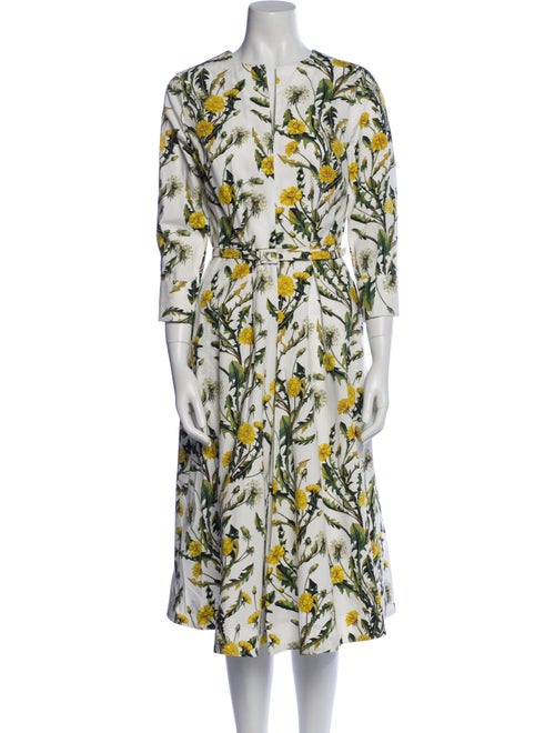 Oscar de la Renta Printed Midi Length Dress