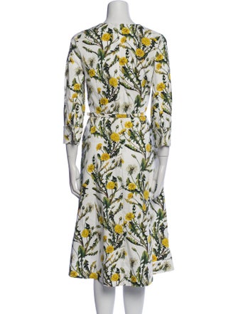 Oscar de la Renta Printed Midi Length Dress