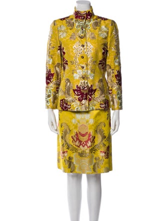Oscar de la Renta Silk Printed Skirt Set